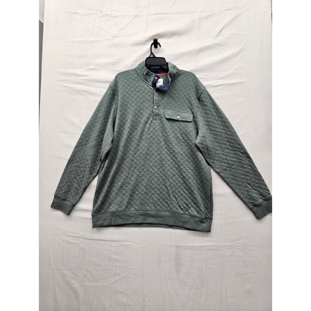 Goodfellow & Co Mens Quilted Pullover Sweater Green Cotton Blend Relaxed Size XL